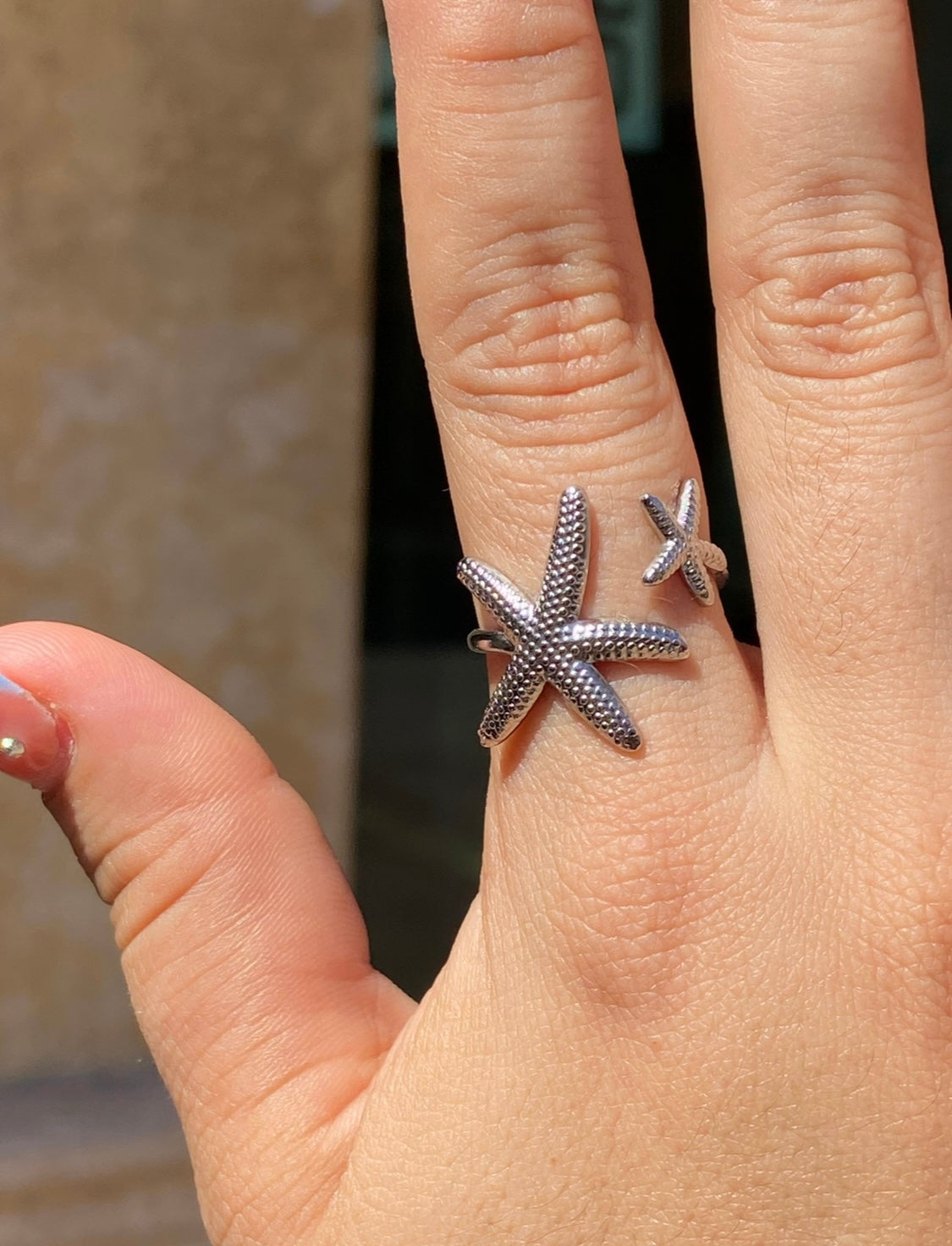 Anillo doble estrella de mar